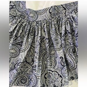 Custom King Bedskirt Blue Floral Paisley 100% Cotton  & Pillow Cover EUC Lined